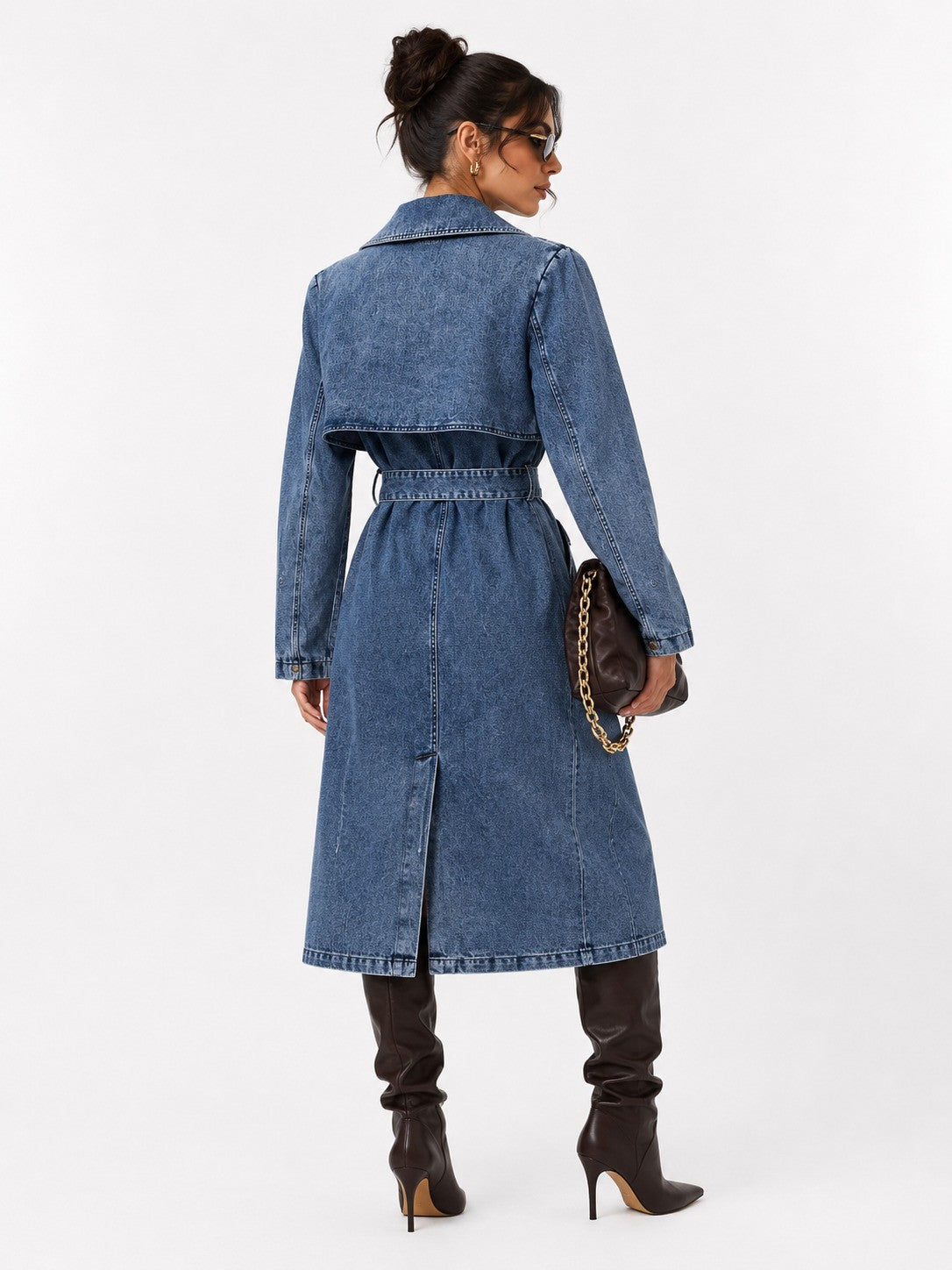 Swerves & Curves Winter Luxe Denim Coat