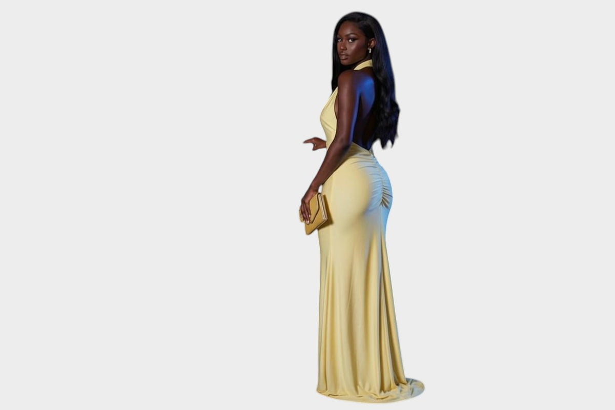 Elegant Cowl Neck Evening Gown