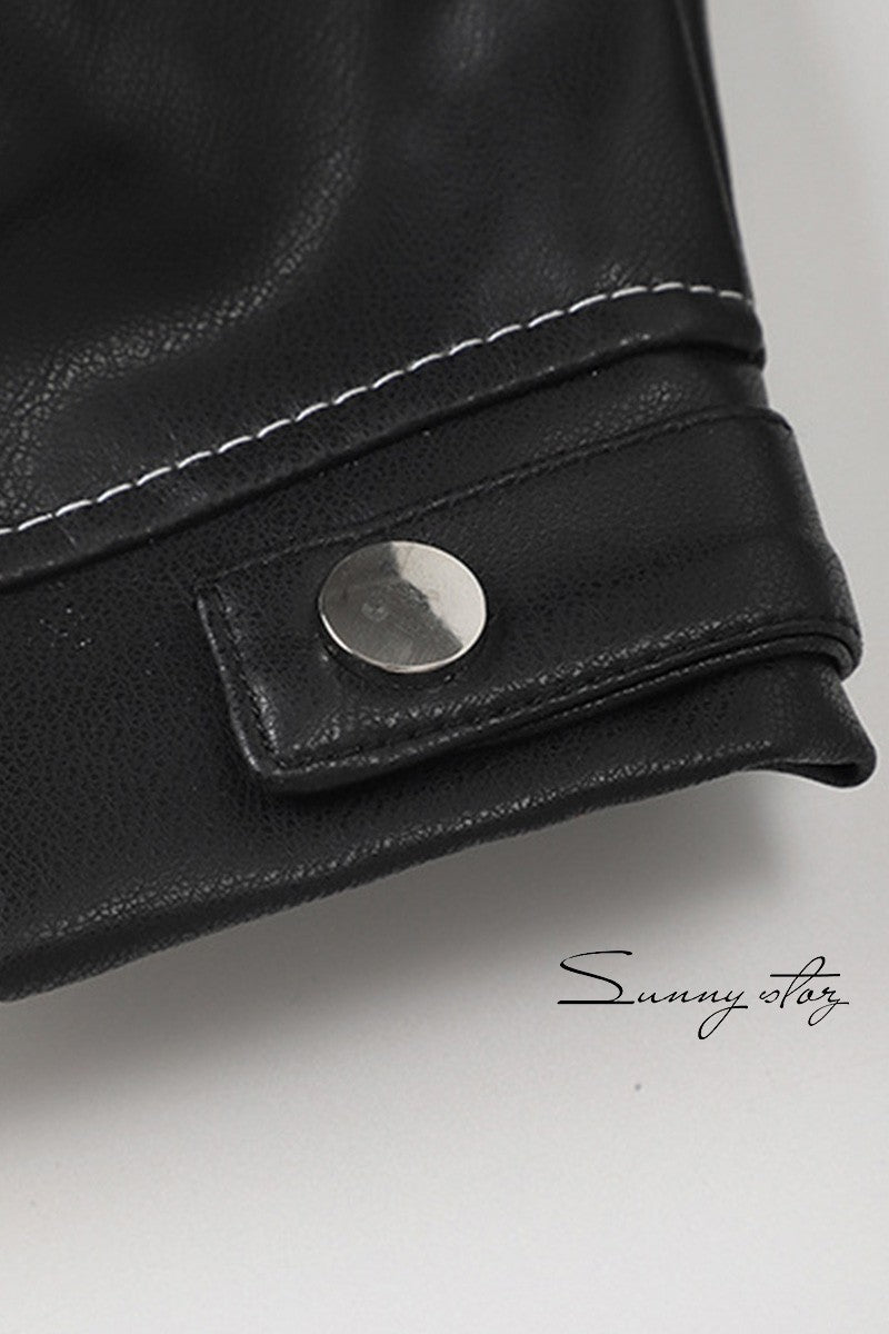 Scrilla Faux Leather Biker Jacket