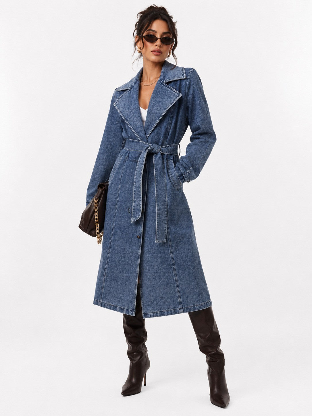 Swerves & Curves Winter Luxe Denim Coat
