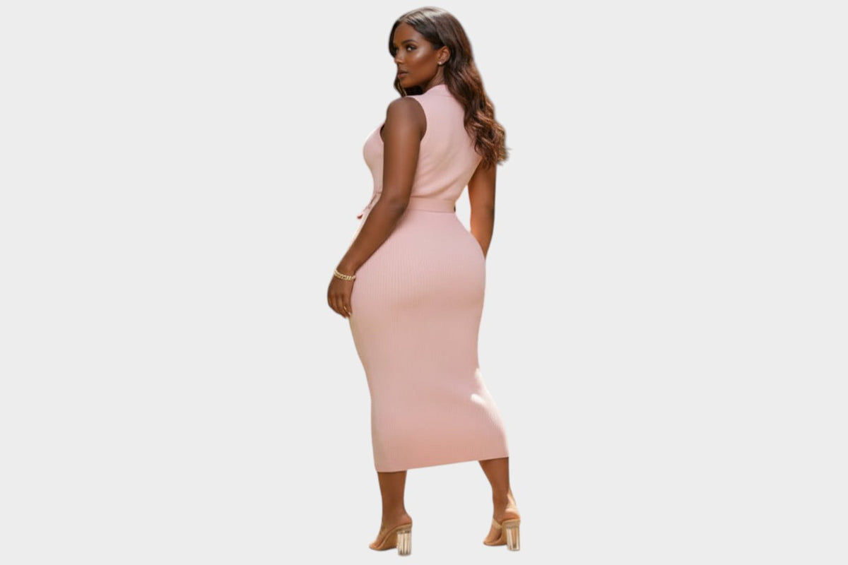 Blush V-Neck Maxi Dress